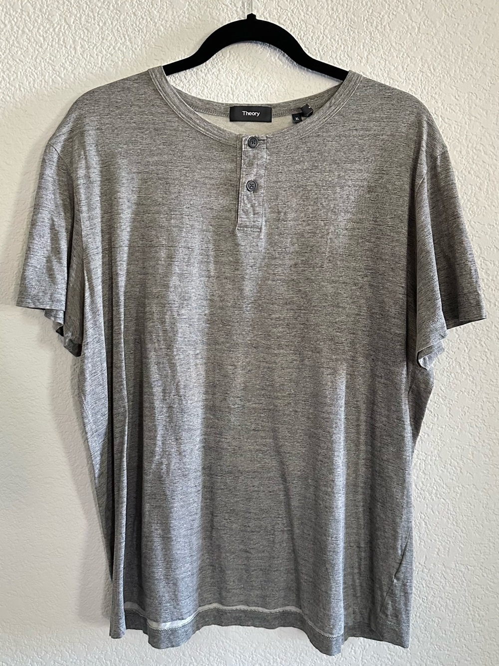 Theory Lightweight Gray Short-Sleeve Henley Tee